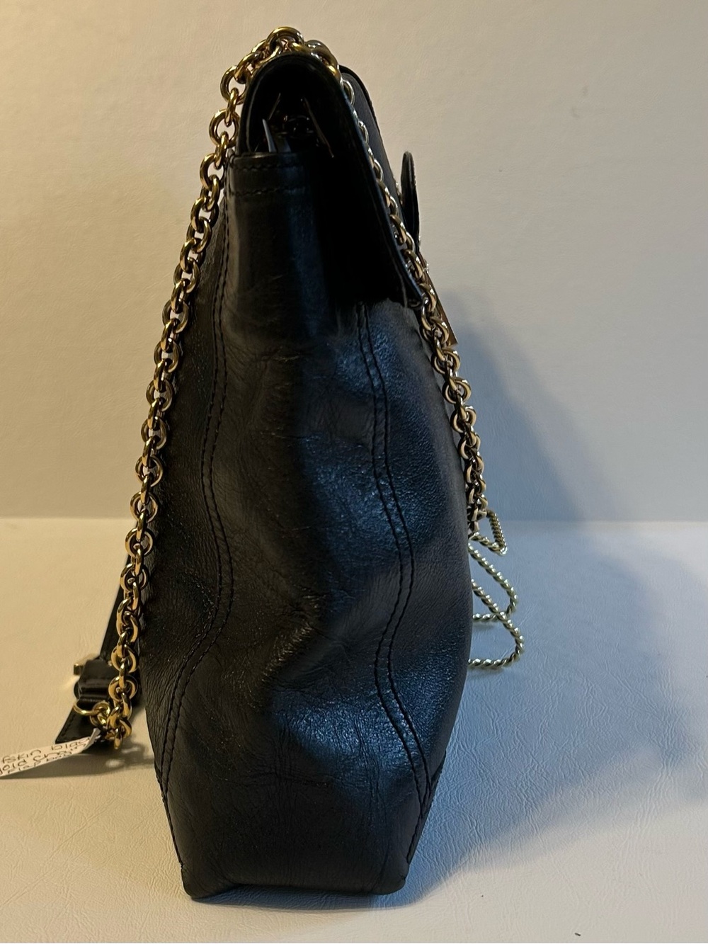 Fendi Black Calfskin Leather Chain-Handle Crossbody Shoulder Baguette Flap Bag - Picture 4 of 6